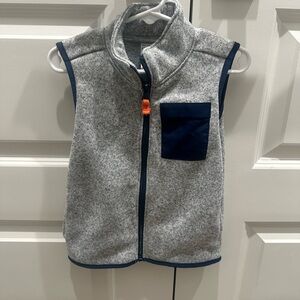 Carter's Gray and Blue Fleece Vest with High Collar